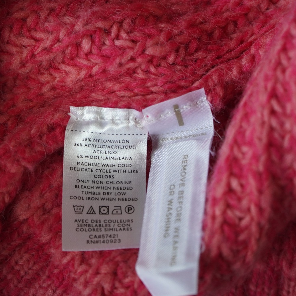 LOFT Women's Pink Ribbed Knit Sweater Balloon Sleeve Crew Neck Size L - Picture 7 of 10